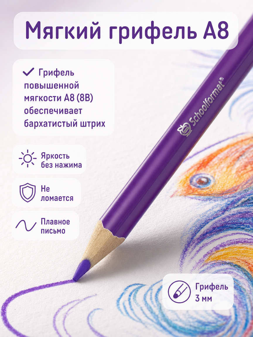 Карандаши цветные SCHOOLFORMAT 18 шт. - фото 5