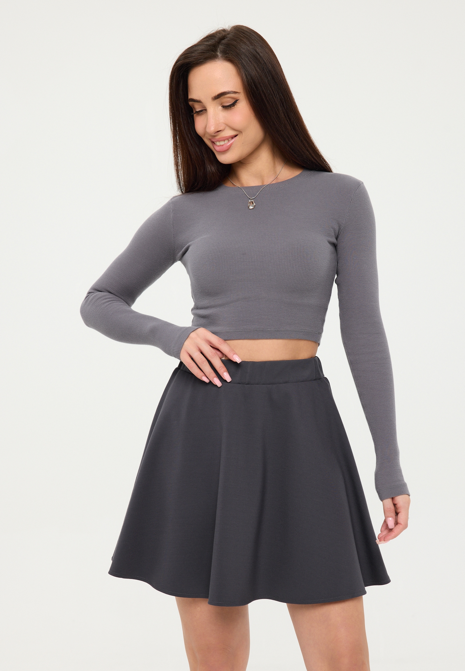 Юбка Stylish AMADEO AWS-5006-серый - фото 1