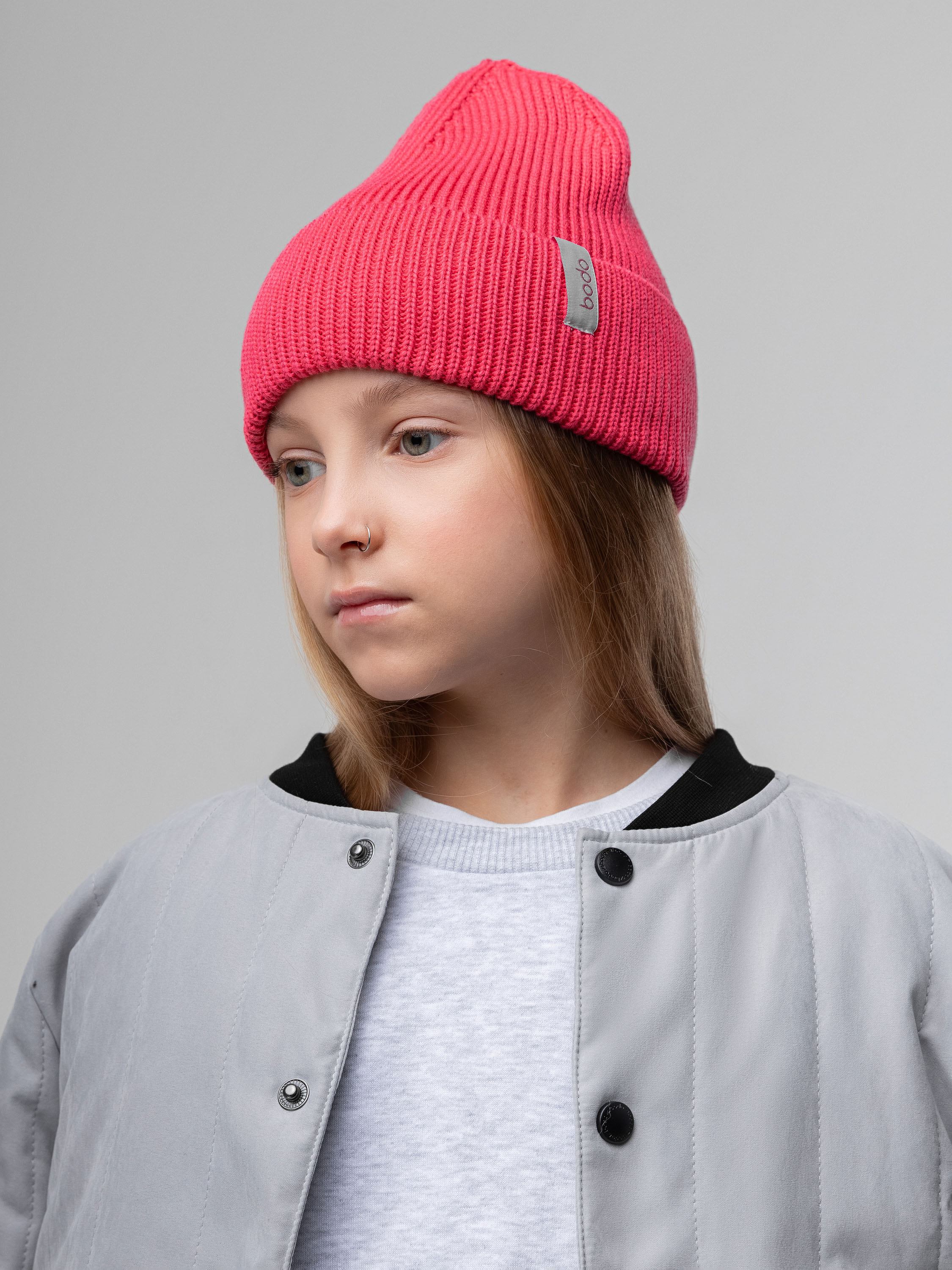 Изображение товара Шапка Bodo вязанная с отворотом и жаккардовой нашивкой 58 размеры стильная зимняя