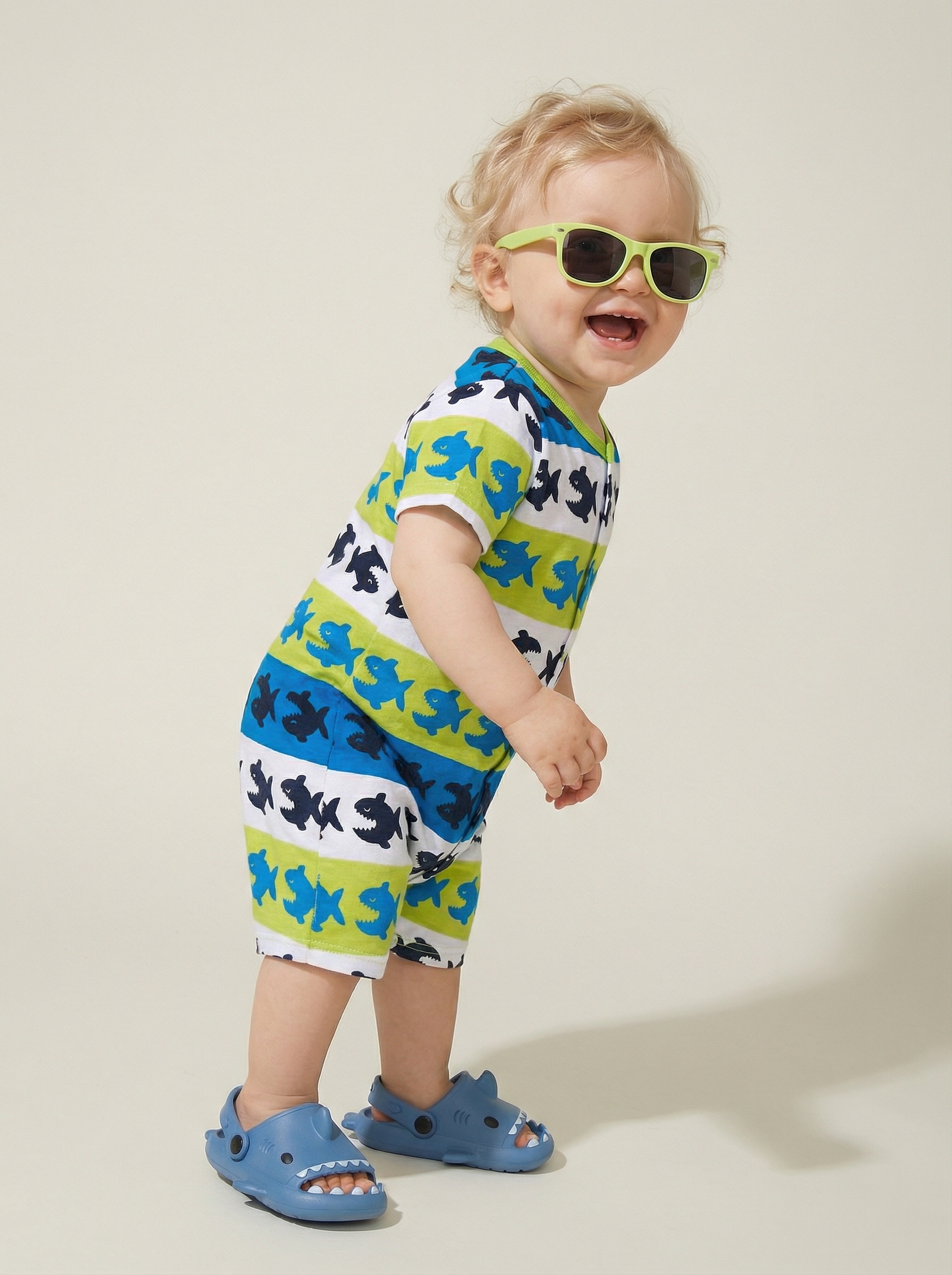 Изображение товара Песочник для новорожденных YOULALA 74 из 100% хлопка с рисунком и застежкой на кнопки