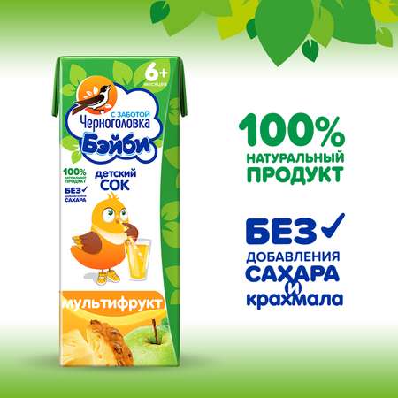 Сок детский Черноголовка Бэйби мультифруктовый с мякотью с 6 месяцев 27 шт по 0.2 л