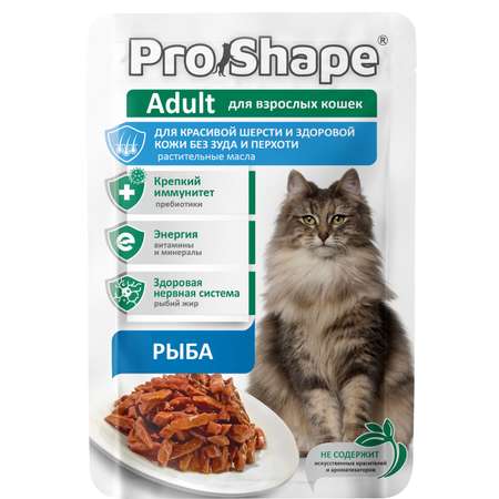 Корм для взрослых кошек ProShape консервированный полнорационный с рыбой в соусе 75г