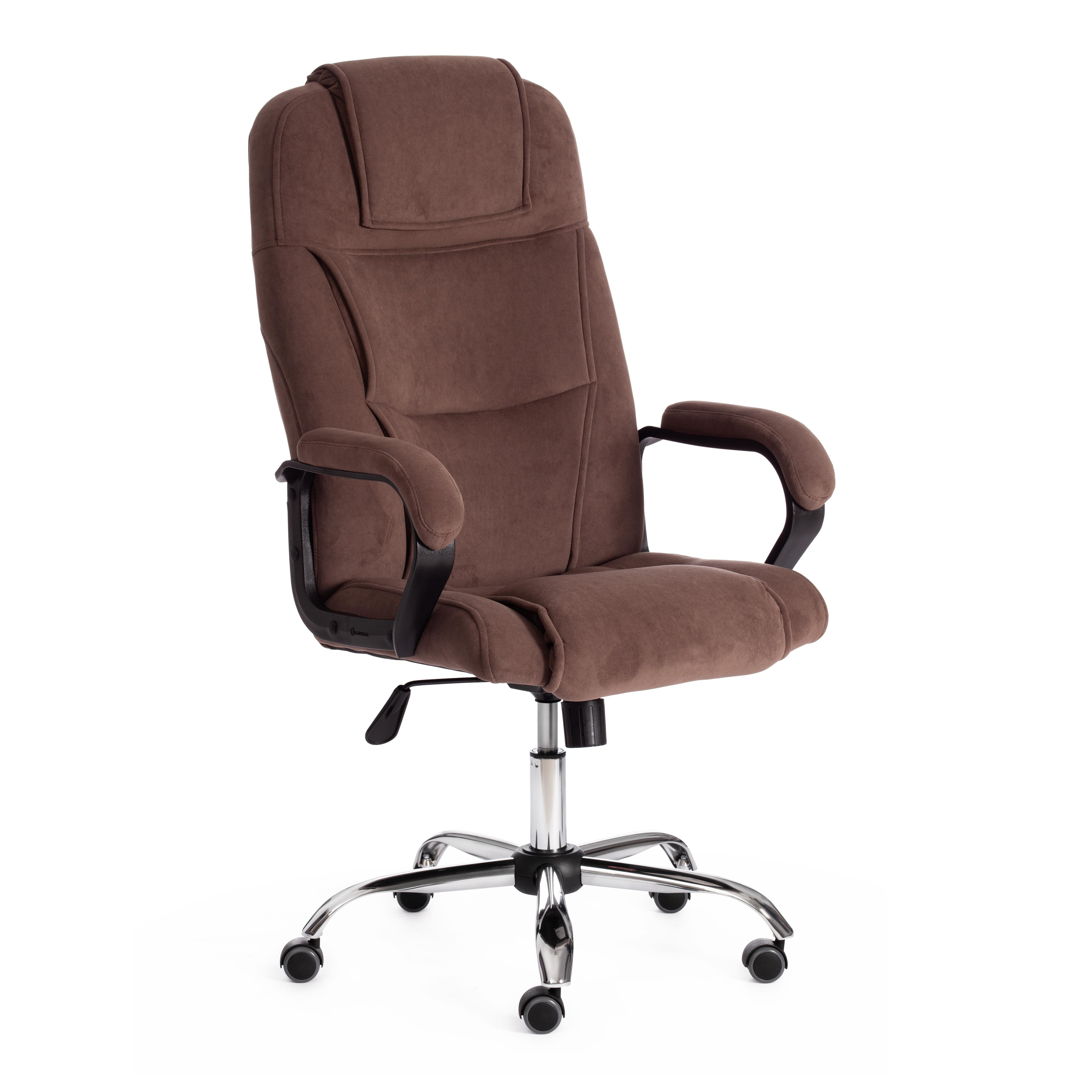 Компьютерное кресло TETCHAIR Бергамо хром флок коричневый - фото 2