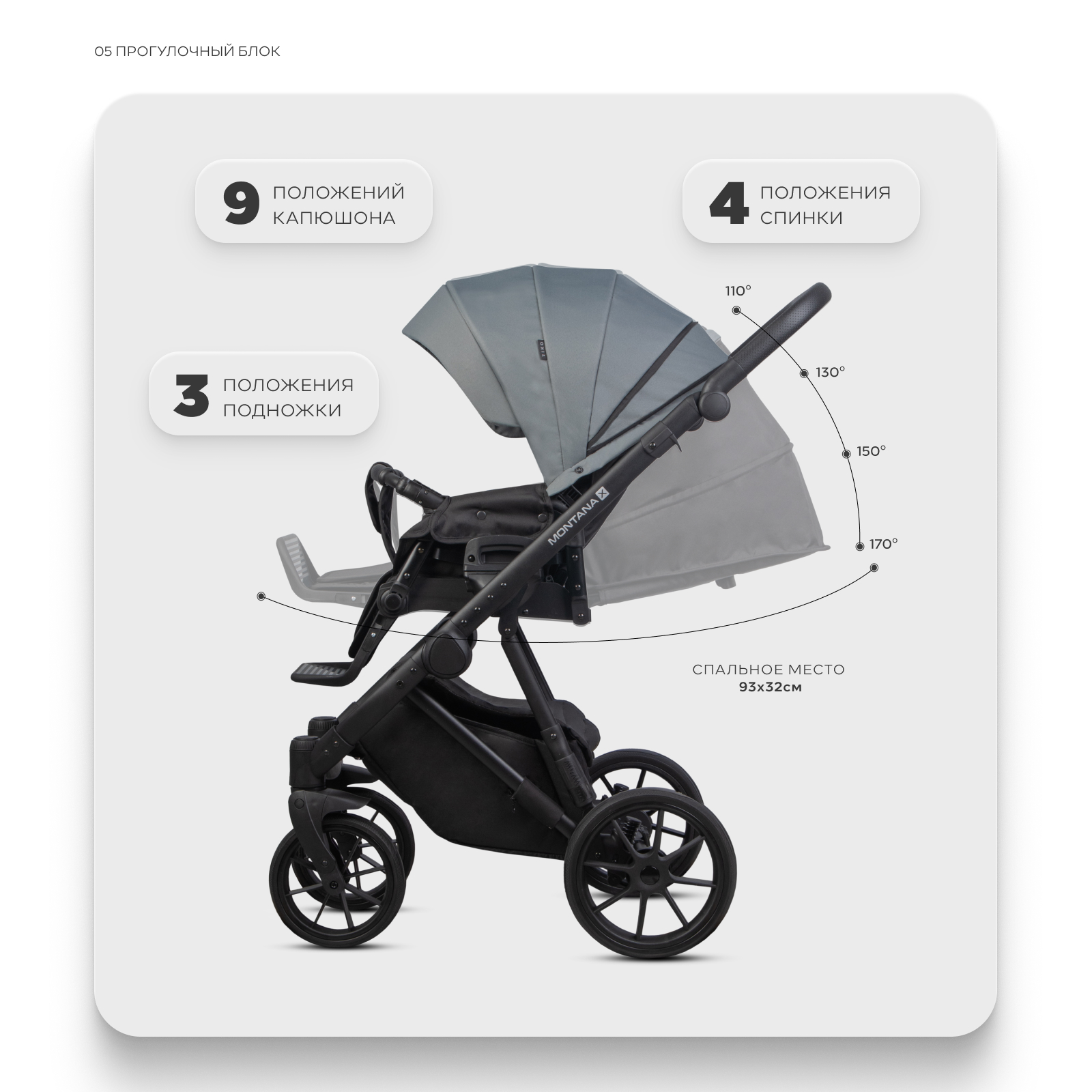 Коляска 3в1 Riko Basic Montana X Plus серый - фото 6
