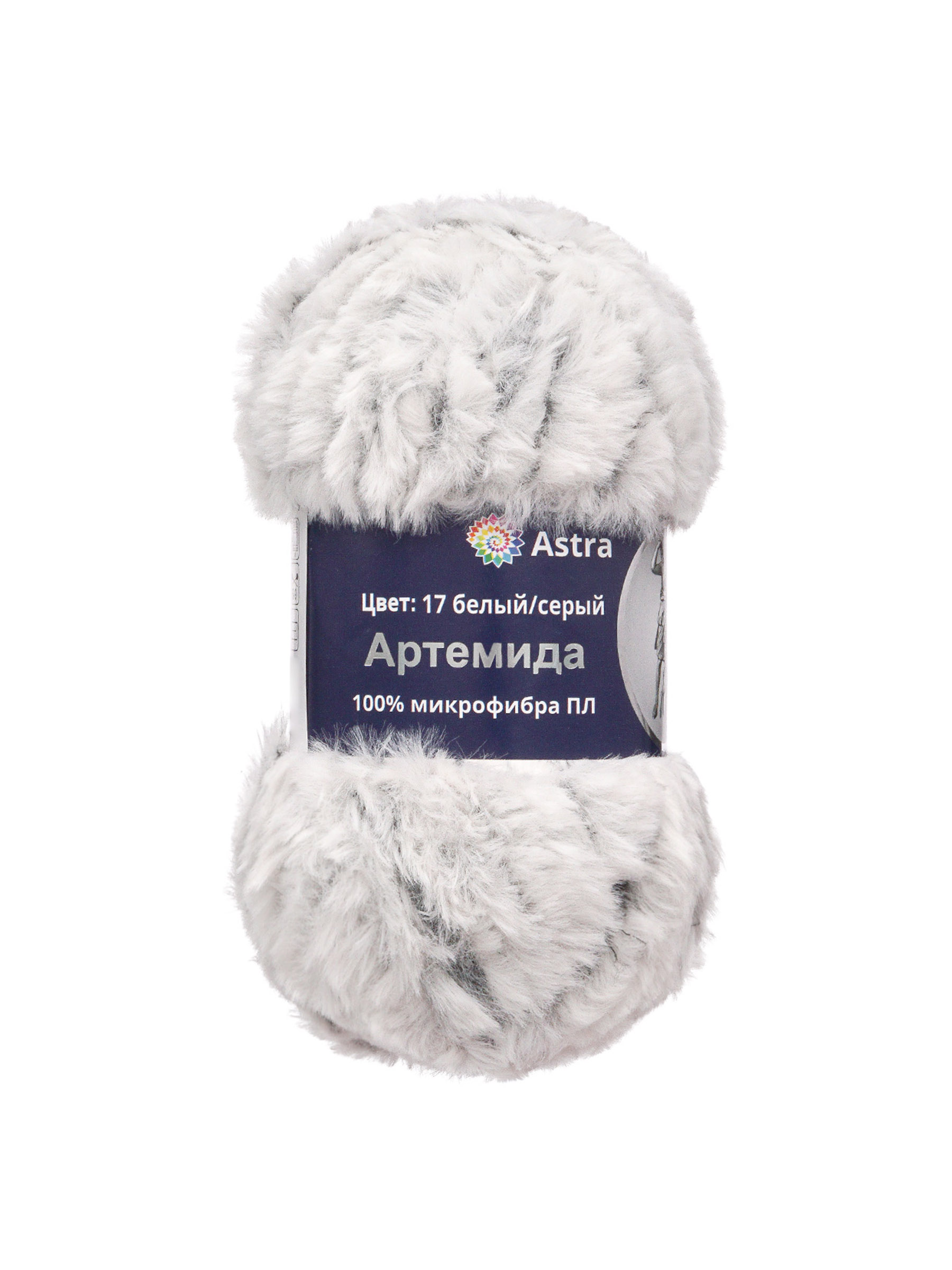 Пряжа Astra Premium Артемида с густым пушистым ворсом 100 г 60 м 17 белый/серый 3 мотка - фото 6