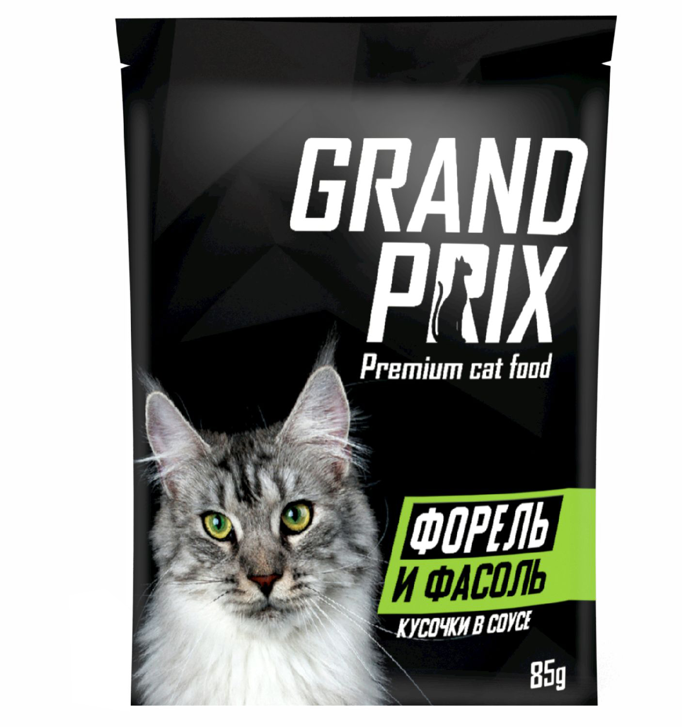 Корм для кошек Grand Prix Кусочки в соусе форель и фасоль пауч 85г - фото 1