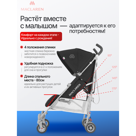 Коляска прогулочная Maclaren Quest Black/Silver