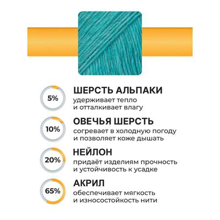 Пряжа ВЯЗЬ Альпа мягкая теплая с редким длинным ворсом 100 г 320 м 3 мотка 09 нежно-зеленый