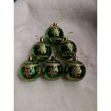 Украшение ёлочное Магия праздника NB0606-02 Шары новогодние 6 см, 6 штук. Цвет зеленый
