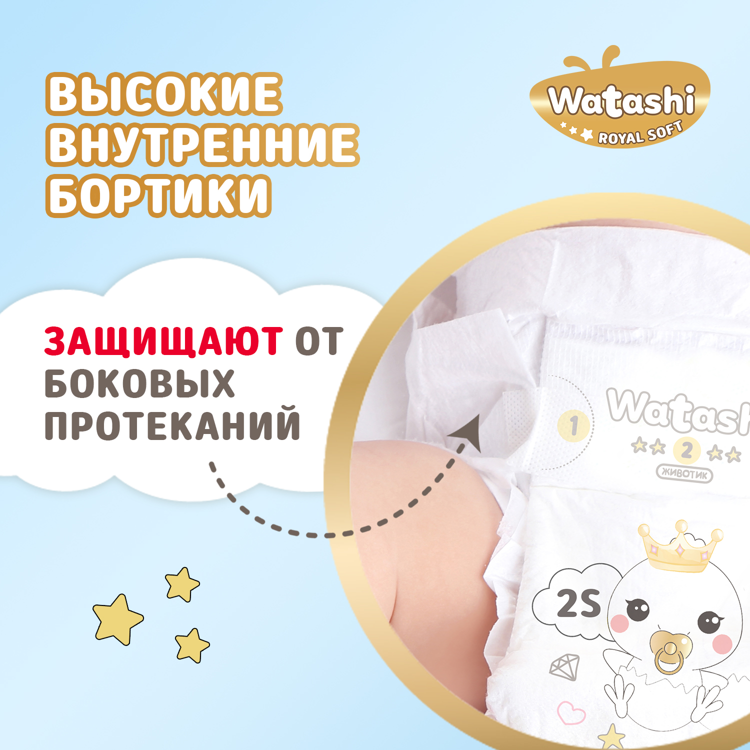 Подгузники WATASHI Royal Soft Royal Soft 2 (3-6 кг) 64 шт. - фото 8