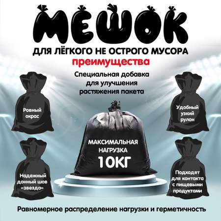 Мешки для мусора MirPack 120 литров 70х110 см черные в рулоне