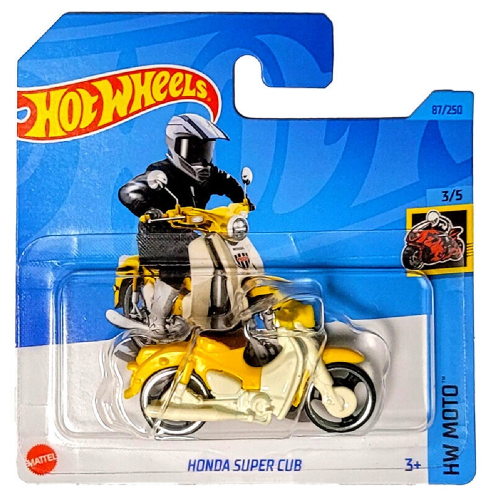 Мотоцикл Hot Wheels Honda Honda Super Cub желтый 1:64 62797 - фото 1