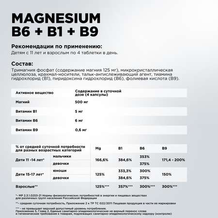 Магний B6+B1 B9 Plantago 90 таблеток