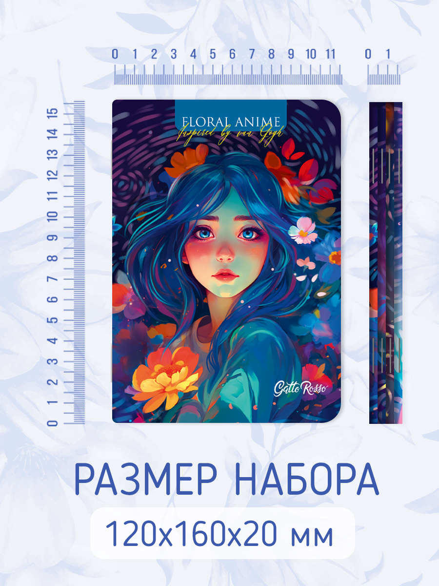 Блокнот Проф-Пресс 4 шт. в клетку А6 Floral аниме 40 лист. - фото 4