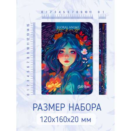 Блокнот Проф-Пресс 4 шт. в клетку А6 Floral аниме 40 лист.