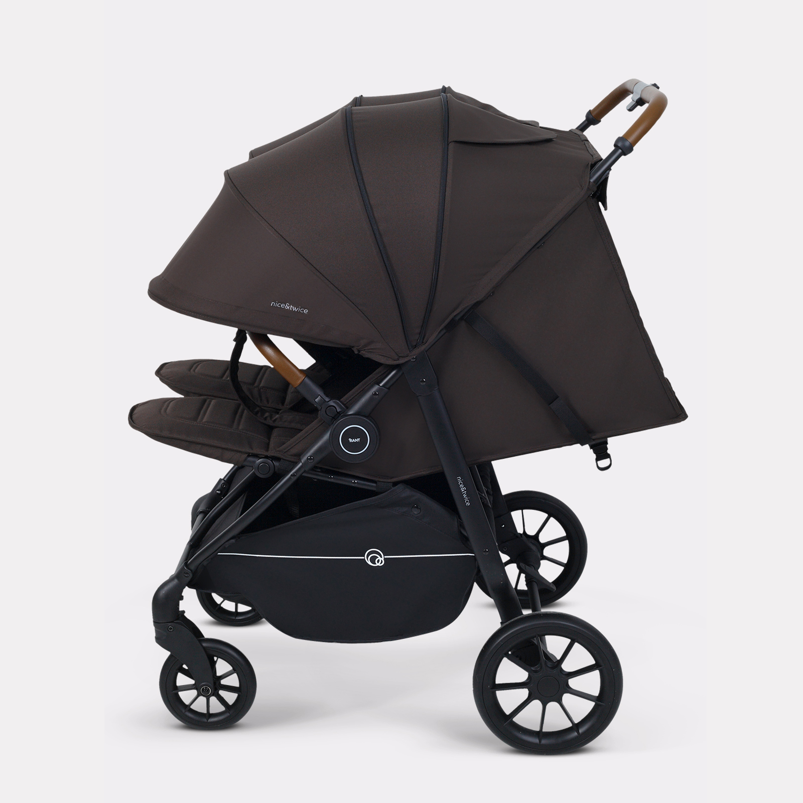 Коляска прогулочная для двойни Rant Twinny, chocolate коричневый - фото 6