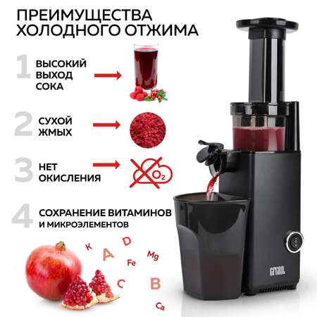 Соковыжималка GFGRIL шнековая 2 в 1 GF-J10 компактная