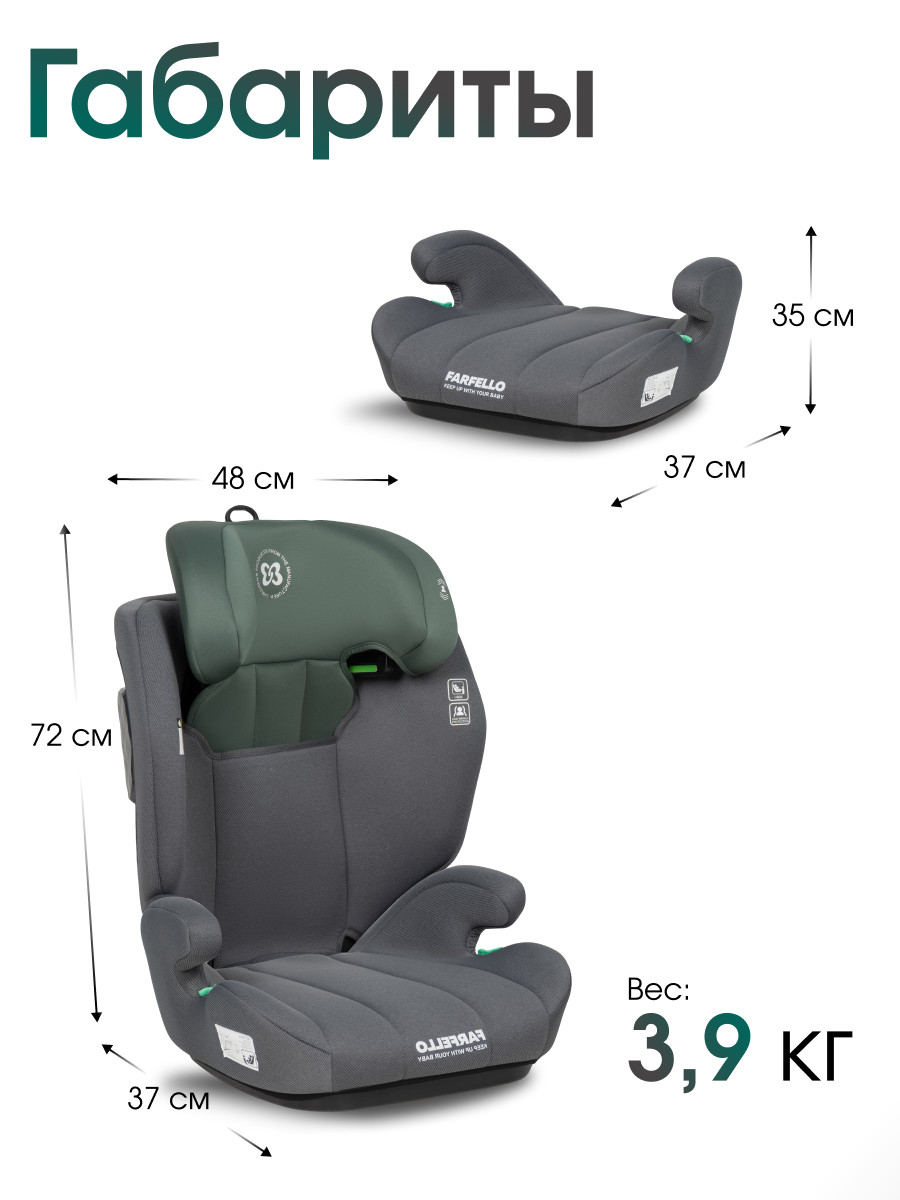 Автокресло Farfello Le9 2/3 (15-36 кг) зеленый - фото 6