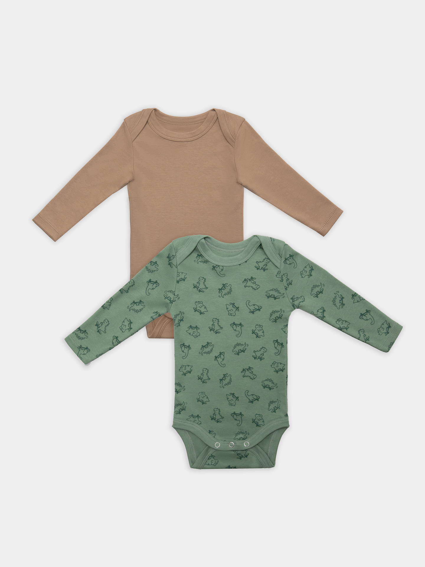 Боди 2 шт Mark Formelle (Марк Формэль) 13016-2/динозавры на зеленом +песочный - фото 2