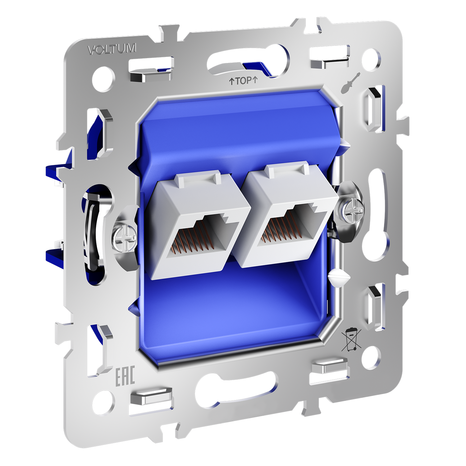 Изображение товара Механизм VOLTUM розетки компьютерной двойной RJ45+RJ45 кат 6 S70