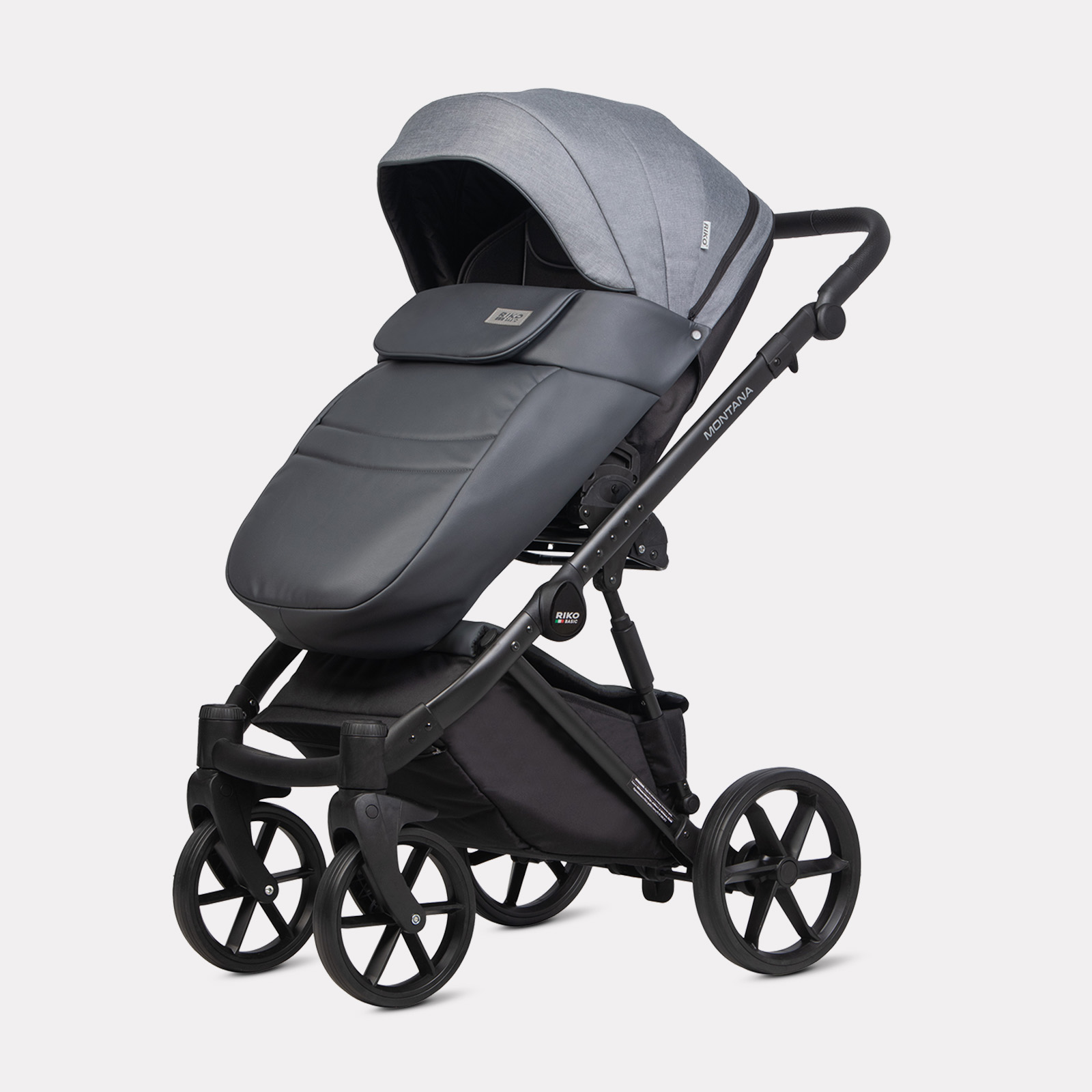 Коляска 2в1 Riko Basic Montana Plus серый - фото 6