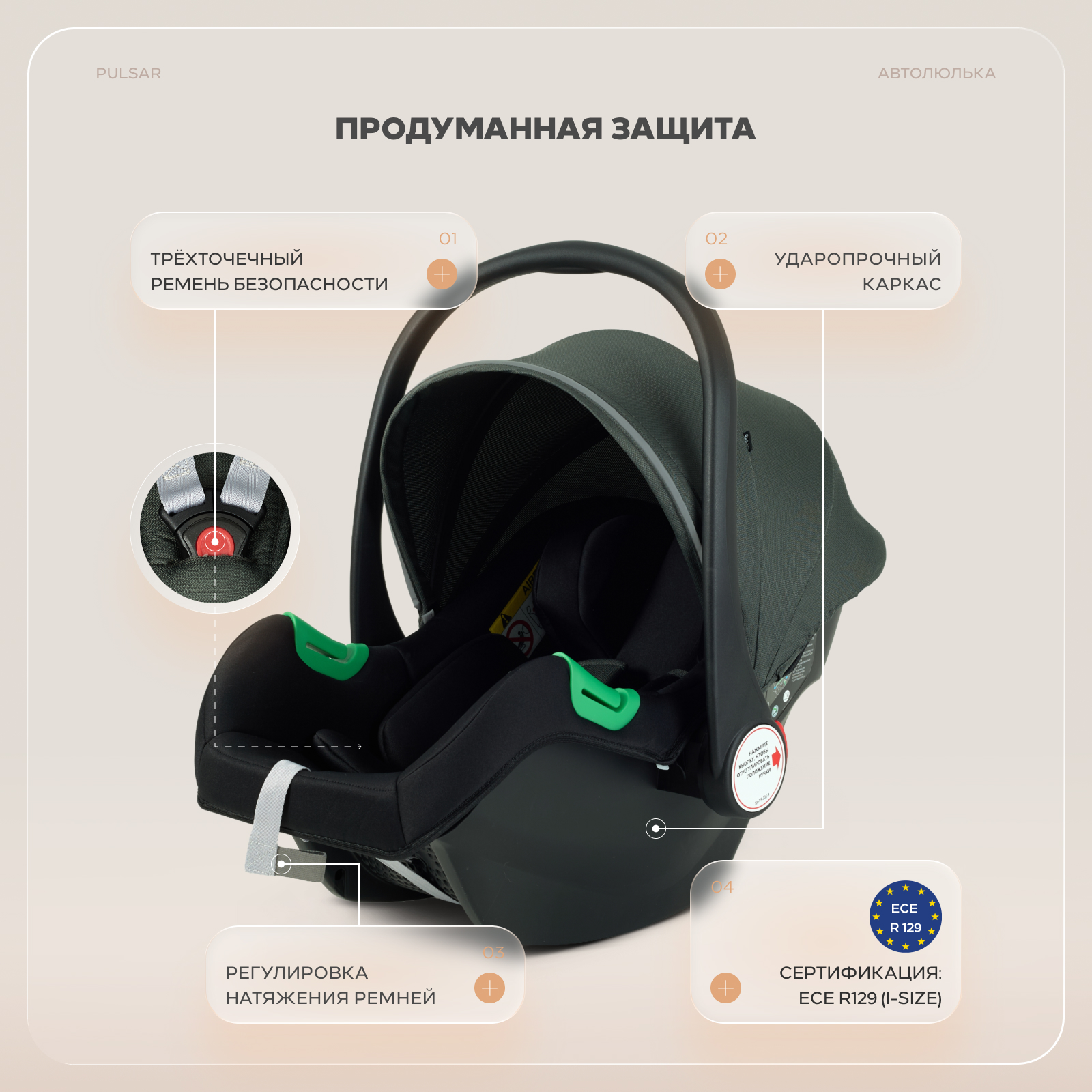Коляска 3в1 Rant Basic Pulsar plus 3 в 1 серый - фото 16