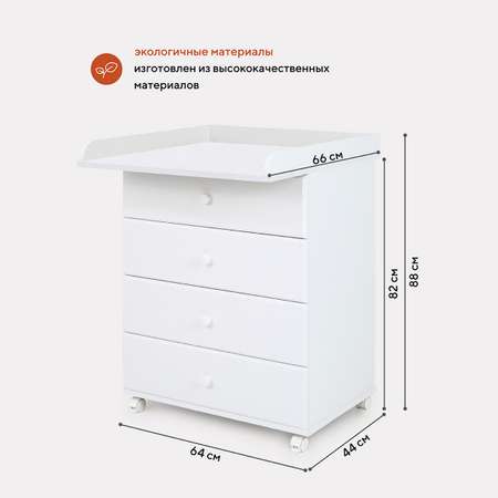 Комод Топотушки Ричард 4ящика 74 МДФ 600/4 Белый