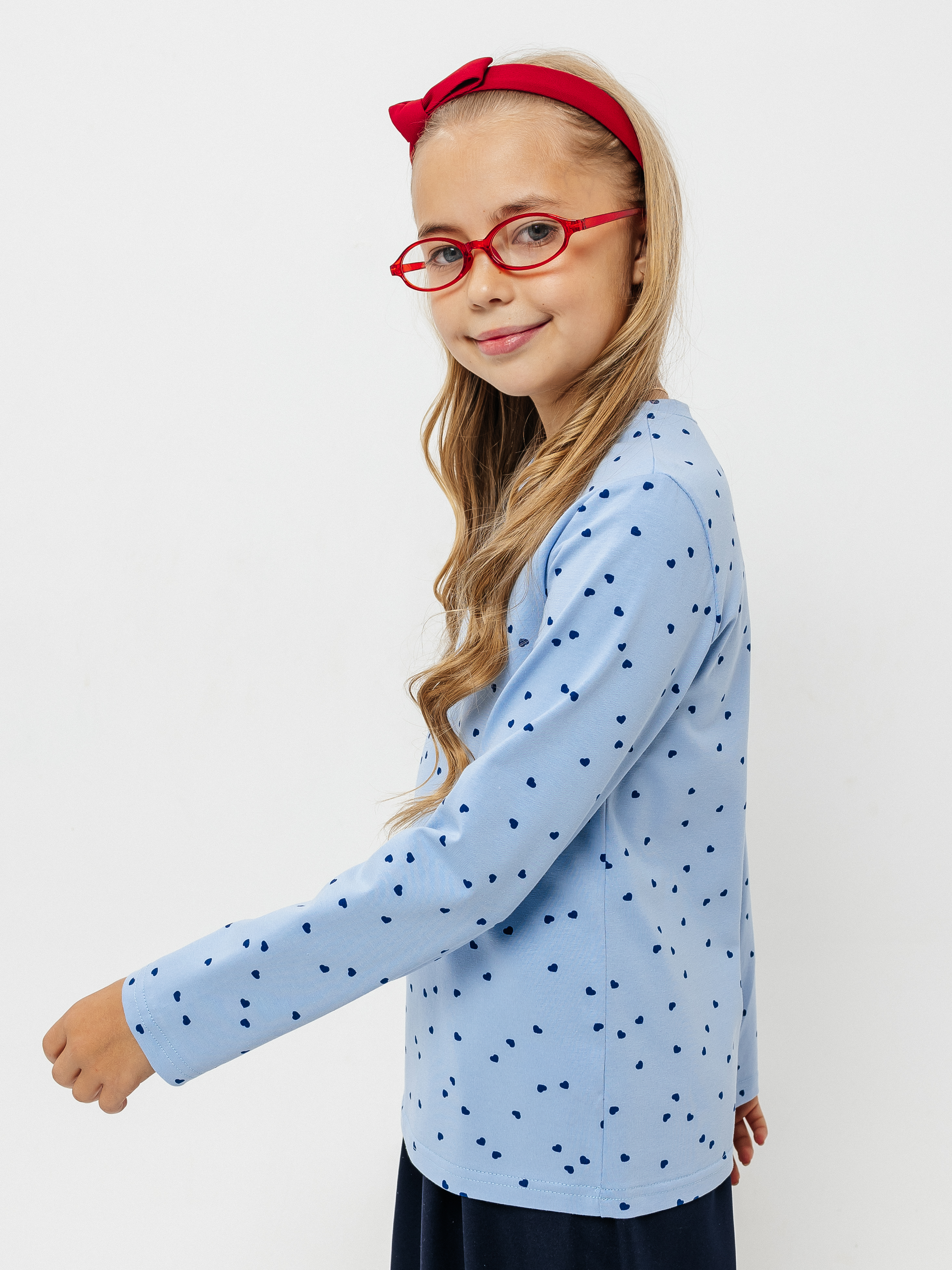 Лонгслив Селтекс Ю_ДК68 голубой/сердечки мини синий - фото 6