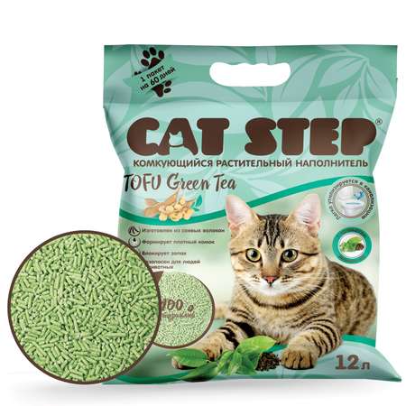 Наполнитель для кошачьего туалета Cat Step Tofu Green Tea комкующийся растительный 12л