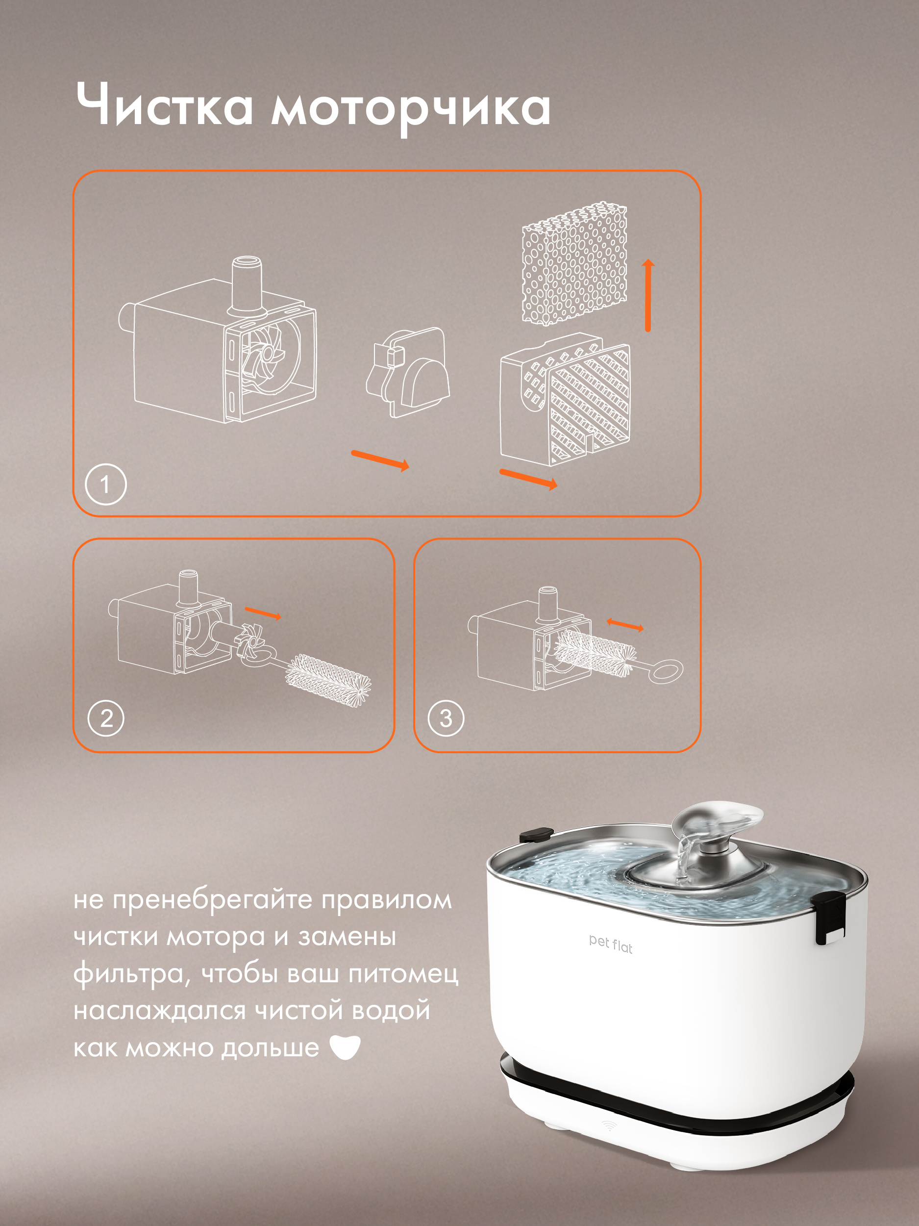 Поилка-фонтан автоматическая Pet Flat Беспроводная, с датчиком движения - фото 13