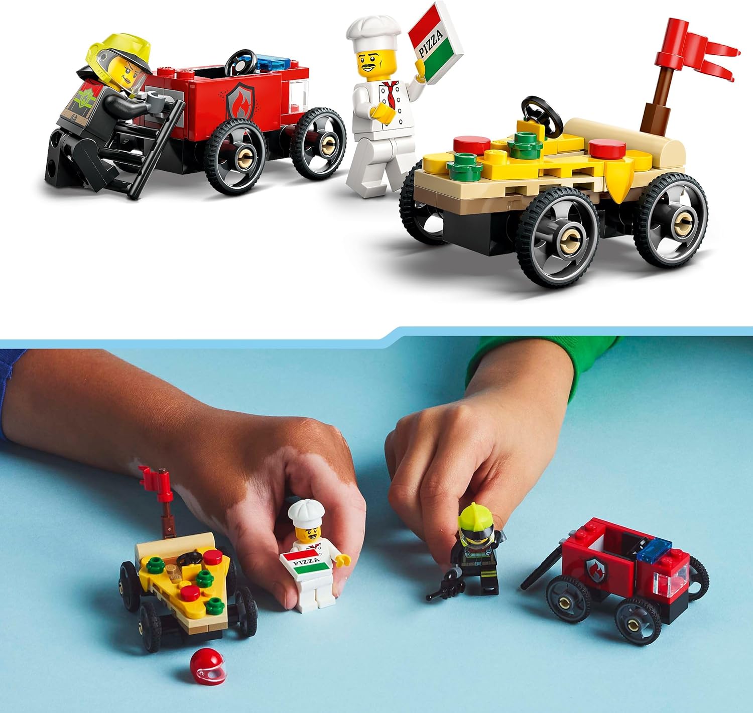 Конструктор LEGO City Пицца против Пожарной машины 70 дет. - фото 4
