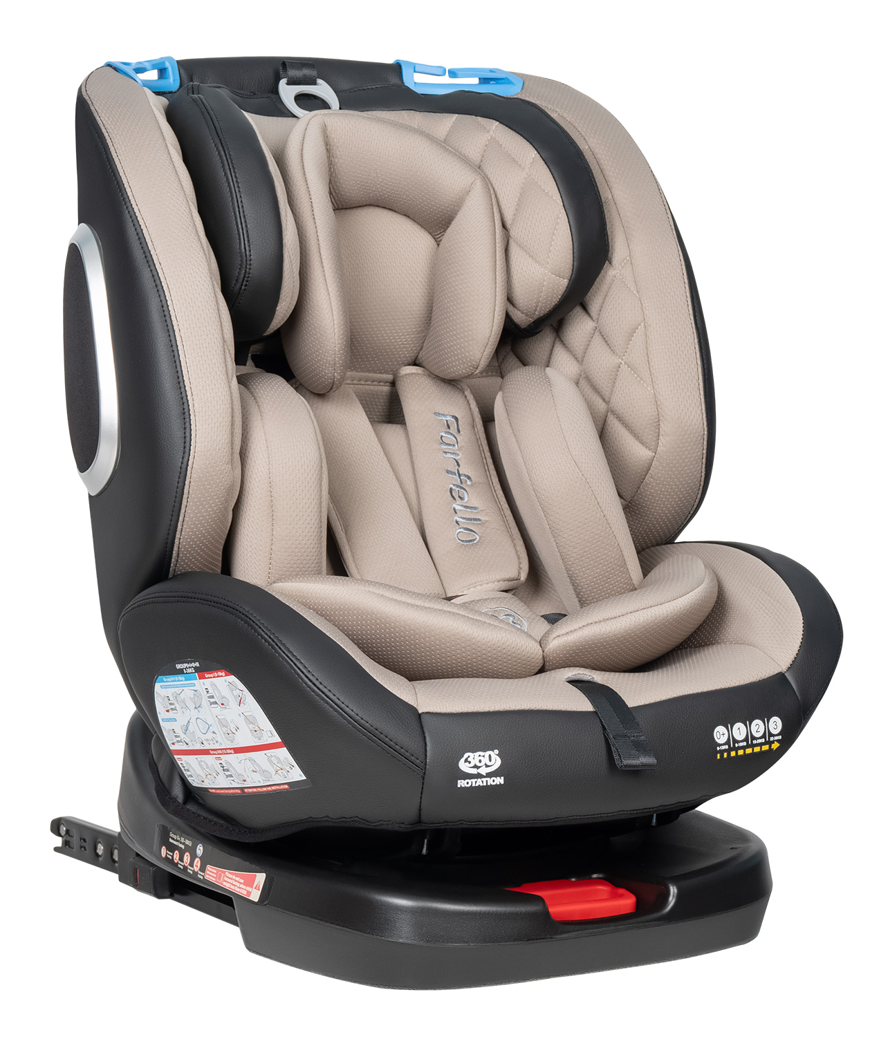 Автокресло Farfello YB102A Isofix 0+/1/2/3 (0-36 кг) бежевый - фото 9