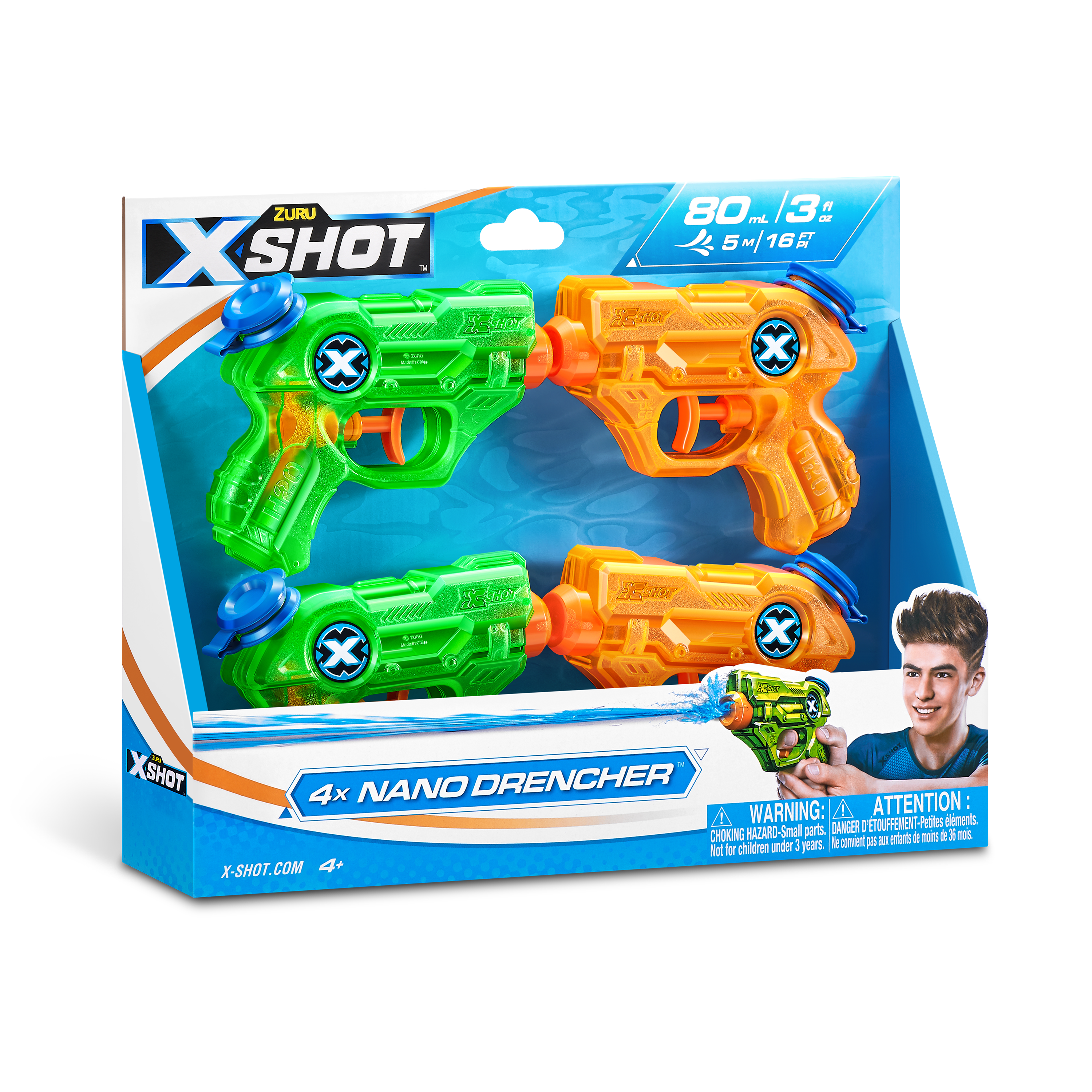 Бластер водный Zuru XSHOT  Water Nano Drencher 4 штуки - фото 7