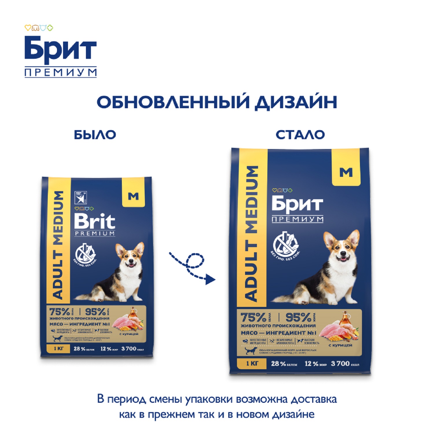 Корм для собак Brit 1кг Premium Dog Adult Medium для средних пород с курицей - фото 2