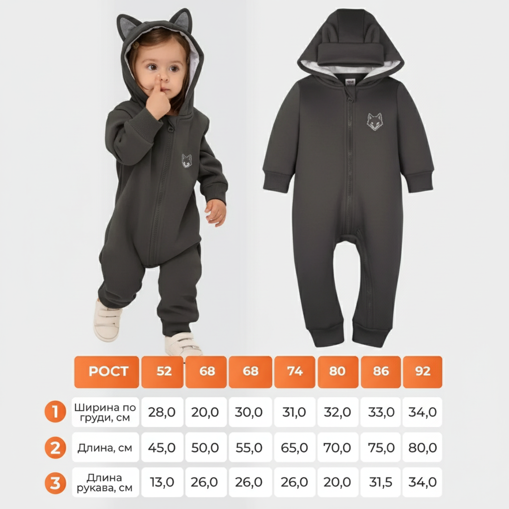 Комбинезон Лапушка 5055ф серый - фото 9