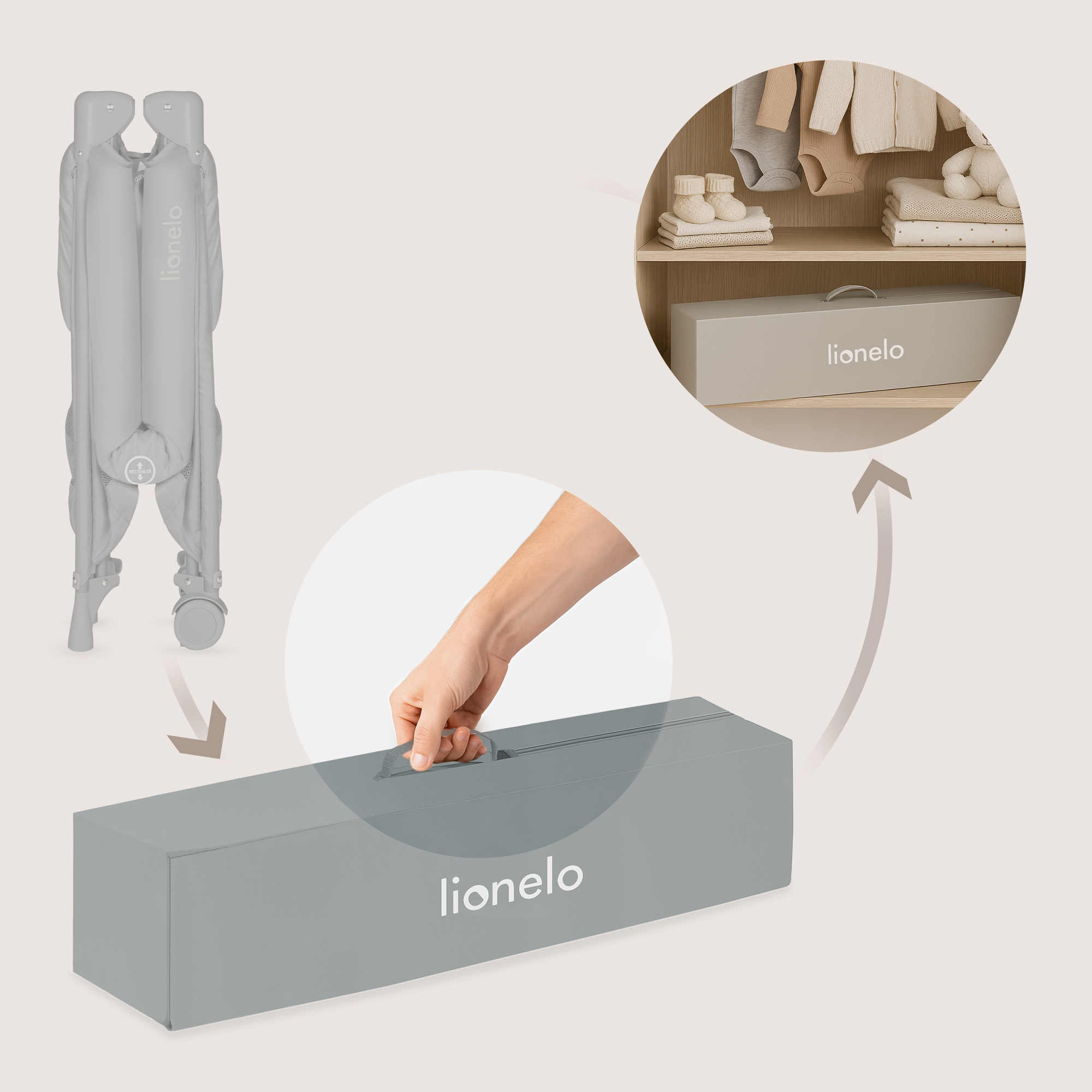 Манеж кровать Lionelo серый LO-AMELIE GREY CONCRETE - фото 5