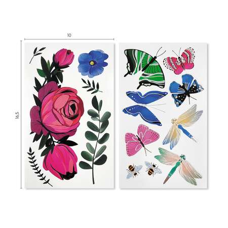 Набор из 15 VoiceBook временных татуировок Flower Fantasy Цветочная фантазия