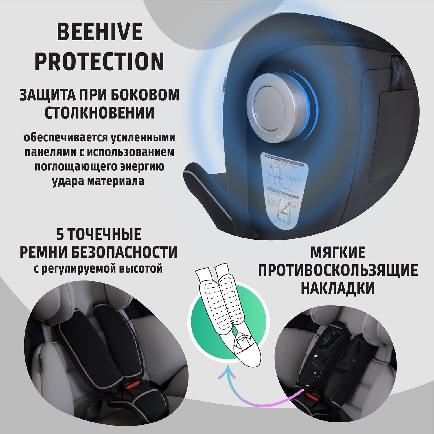 Автокресло Nuovita Maczione N123i-2 Isofix 1/2/3 (9-36 кг) серый - фото 7