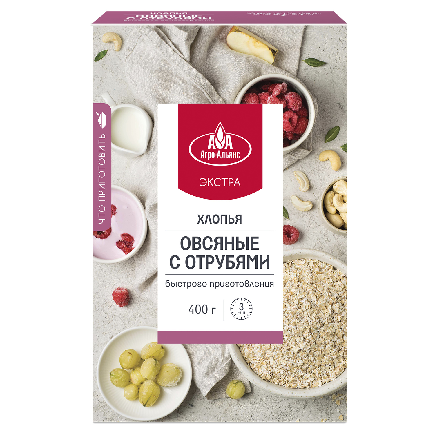 Хлопья Агро-Альянс овсяные с отрубями - фото 1
