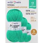 Пряжа для вязания Astra Premium Молочный хлопок 50 г 100 м 3 шт