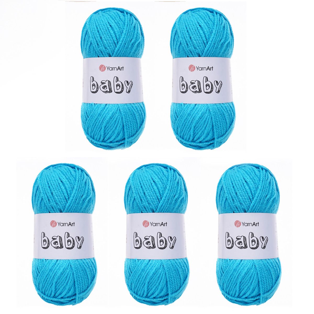 Пряжа для вязания YarnArt Baby 50 гр 150 м акрил мягкая детская 5 мотков 552 голубая бирюза - фото 8