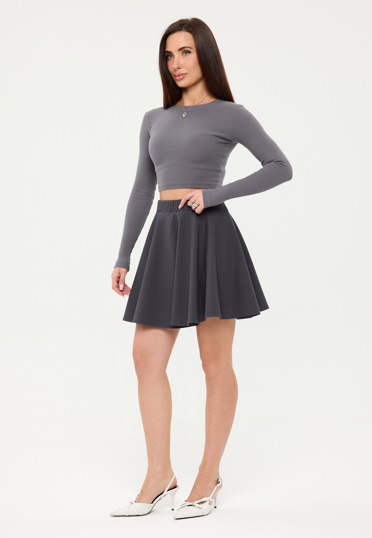 Юбка Stylish AMADEO AWS-5005-серый - фото 3