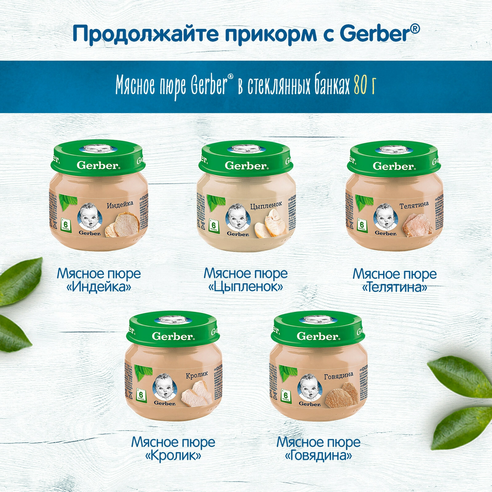 Пюре Gerber Индейка с 6 мес 80 г - фото 3
