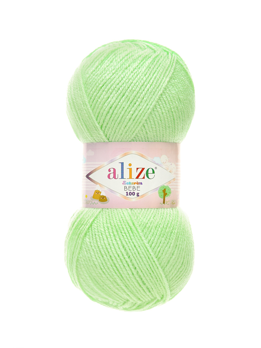 Пряжа для вязания Alize sekerim bebe 100 гр 320 м акрил для мягких игрушек 188 бледно-зеленый 5 мотков - фото 3