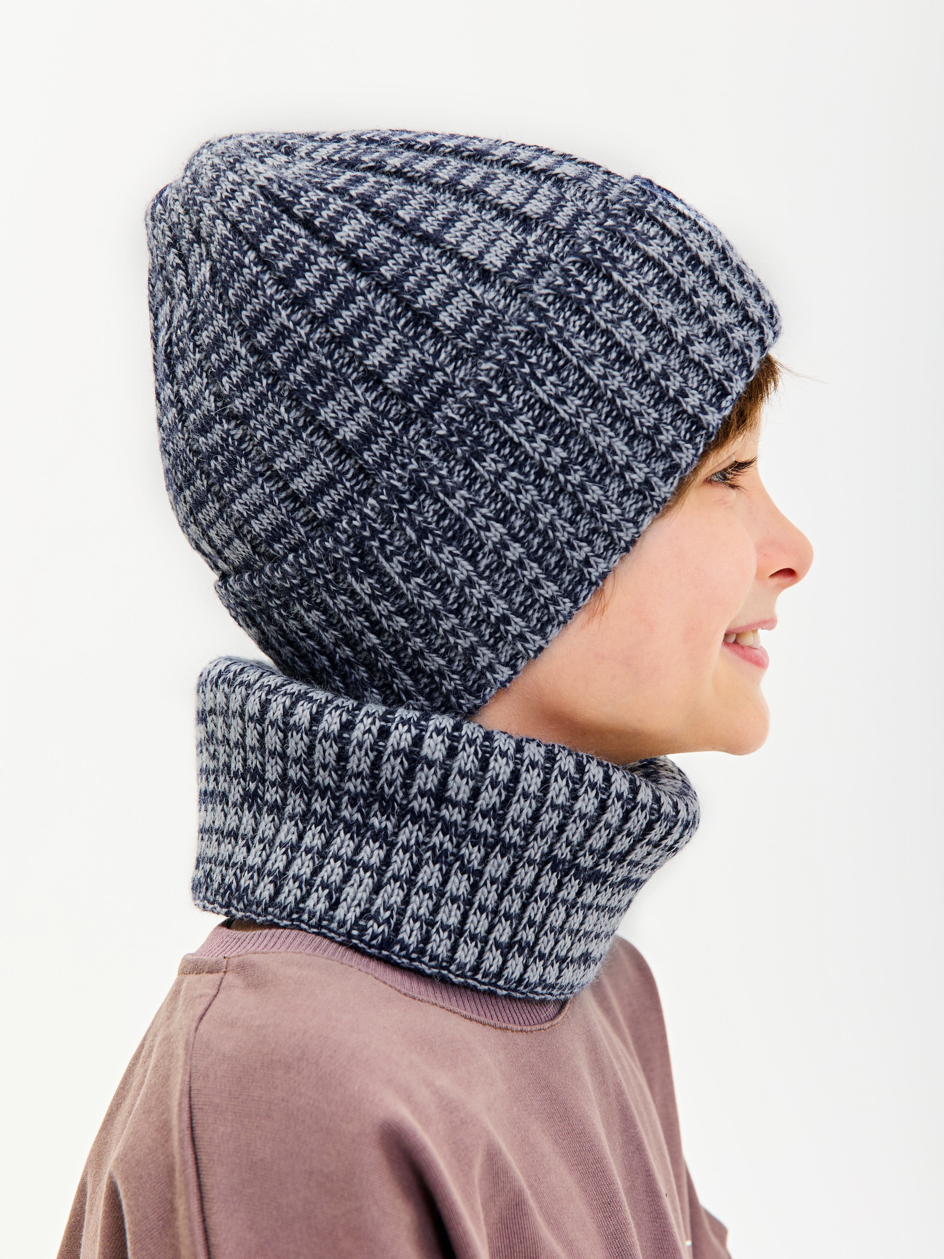 Шапка и снуд KUBRIO KU-H-107-WIN-BICOLOR-Dblue-grey - фото 4