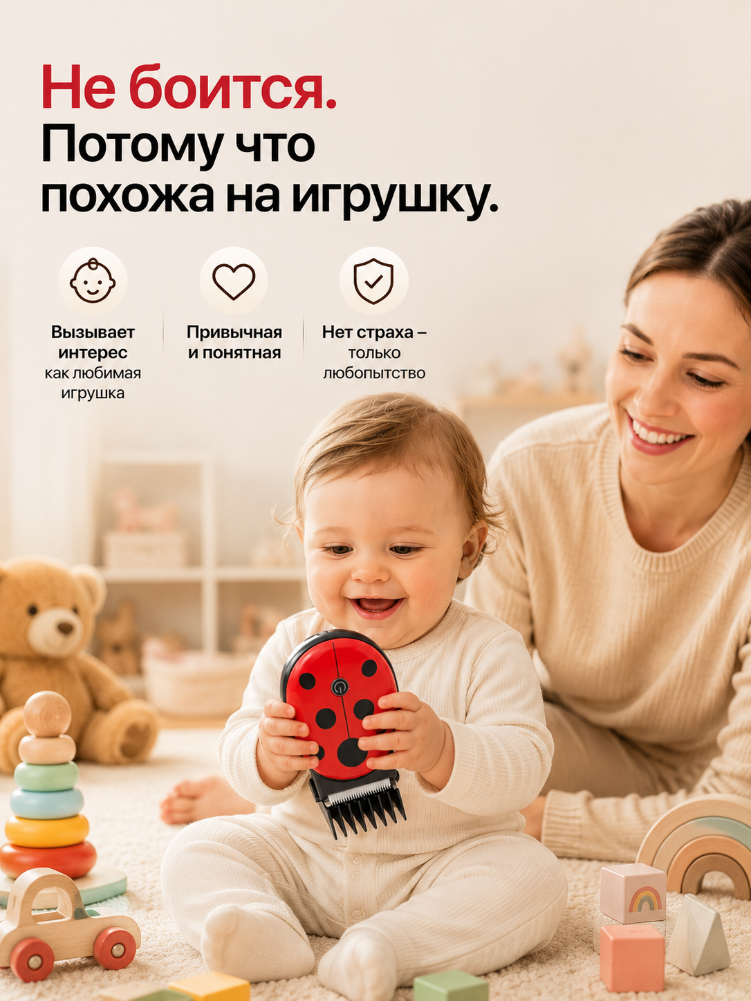 Машинка для стрижки волос детская ADUMI Божья коровка - фото 5
