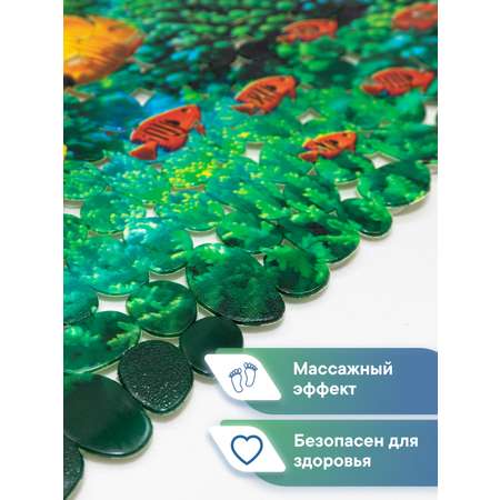Коврик на дно ванны VILINA противоскользящий на присосках 36х69см рыбки