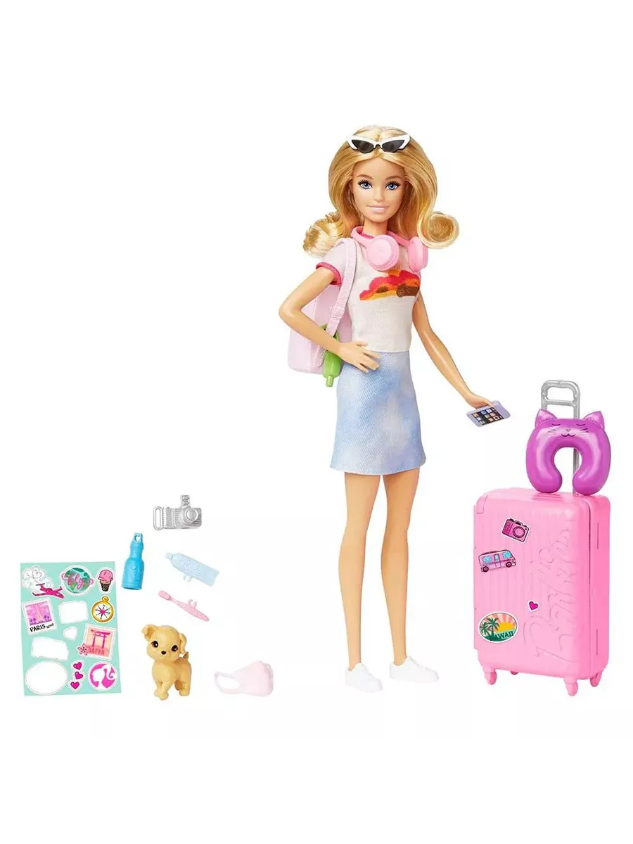 Кукла модельная Barbie Дорожный набор со Щенком 113079 - фото 4
