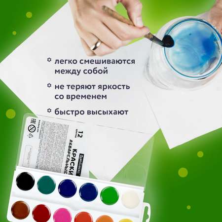 Краски акварель Brauberg 12 цв.