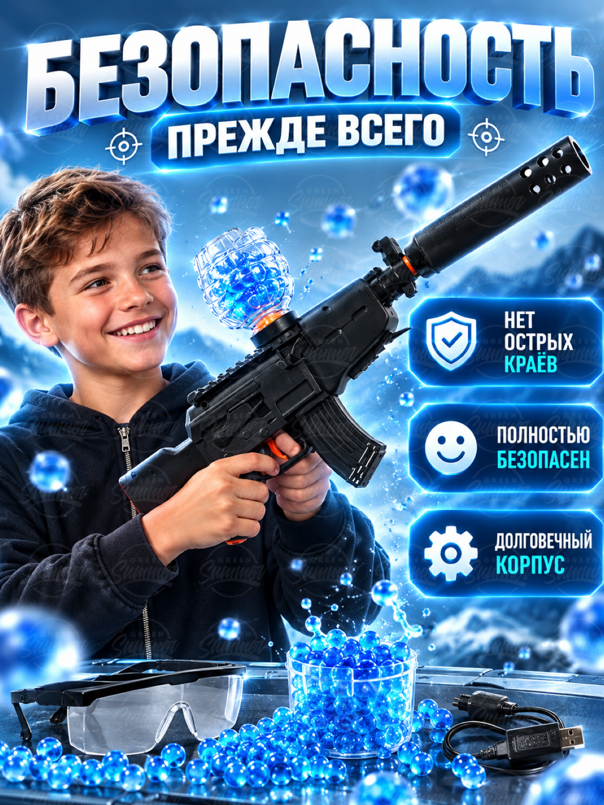 Автомат игрушечный KINGSIDE с орбизами на аккумуляторе - фото 9